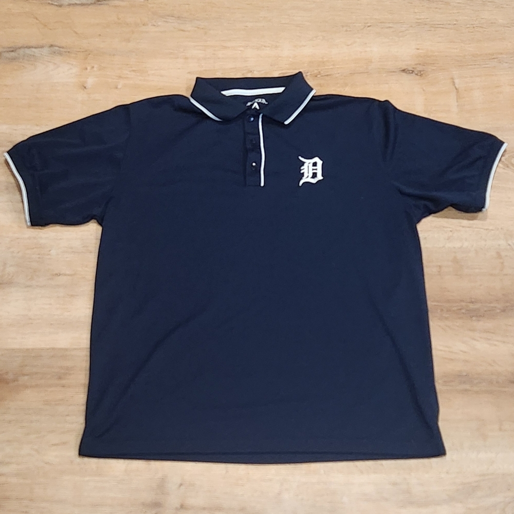 Detroit Tigers Antigua Navy Metallic Affluent Polo | Size L